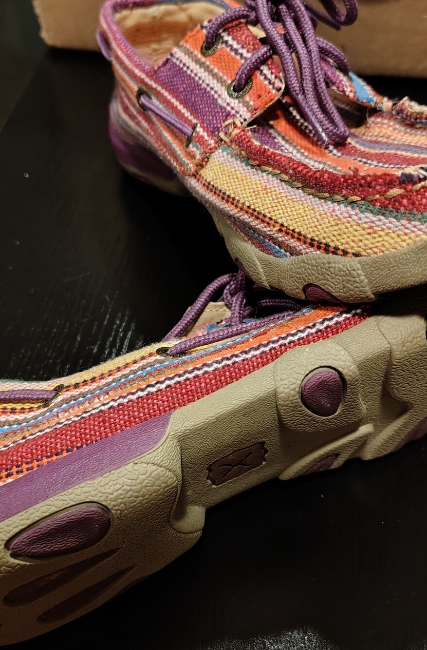 Twisted X Women's WDM0047 Purple Multi Serape Stripe Driving Mocs Boat Sz 8.5 - Picture 4 of 8